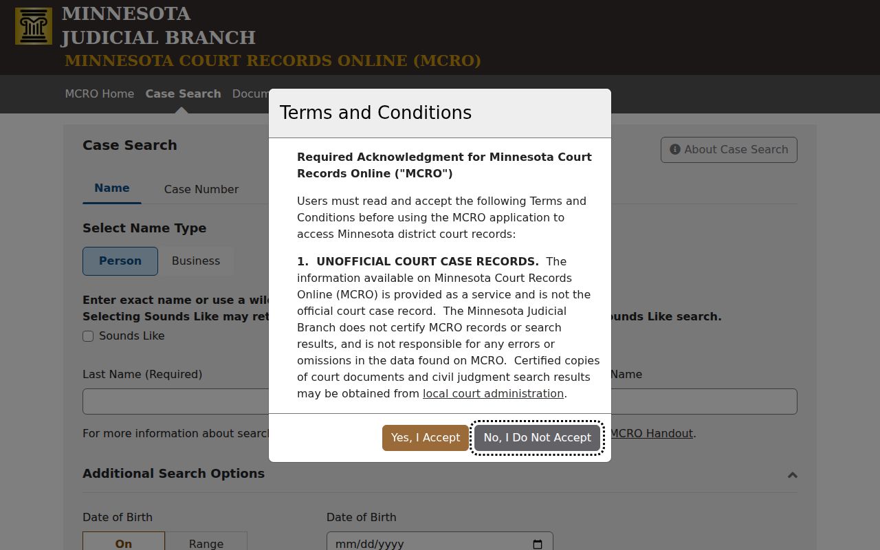 Cottage Grove residents directory image of Minnesota Court Records Online name search